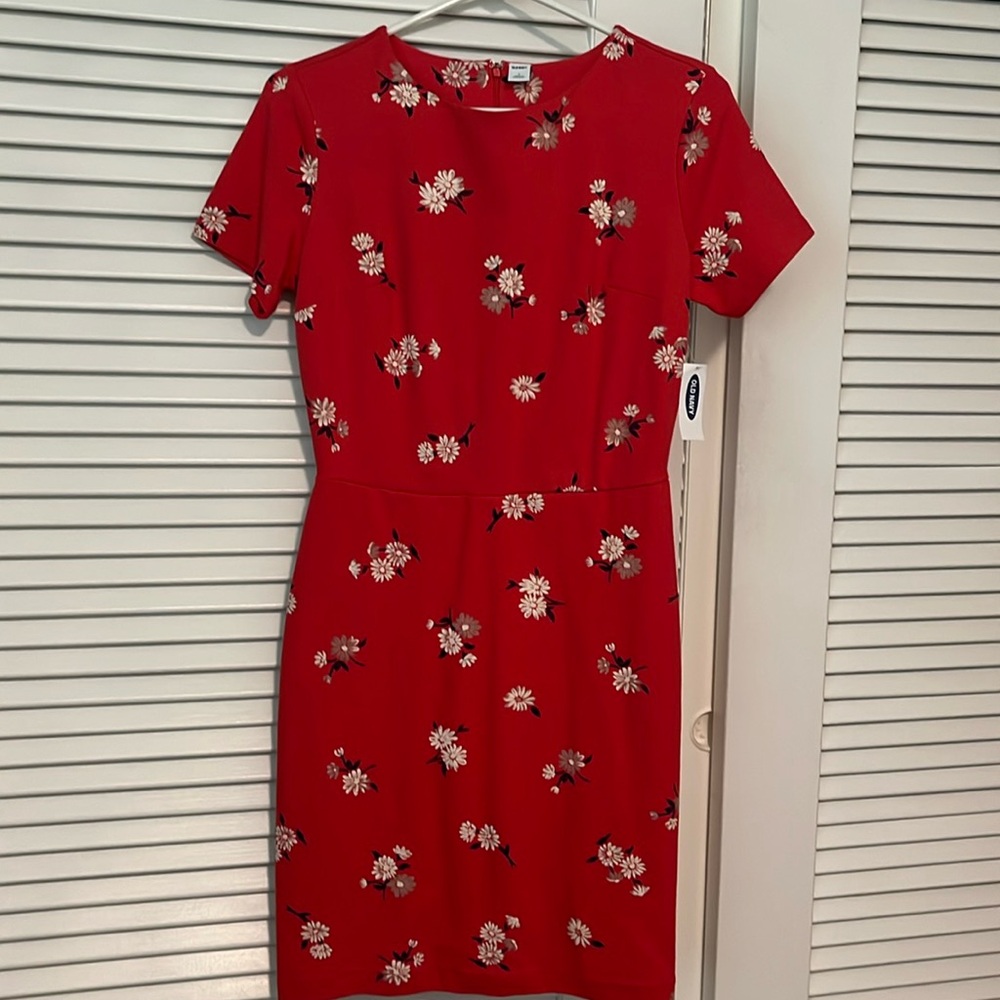 Old Navy red floral sheath dress